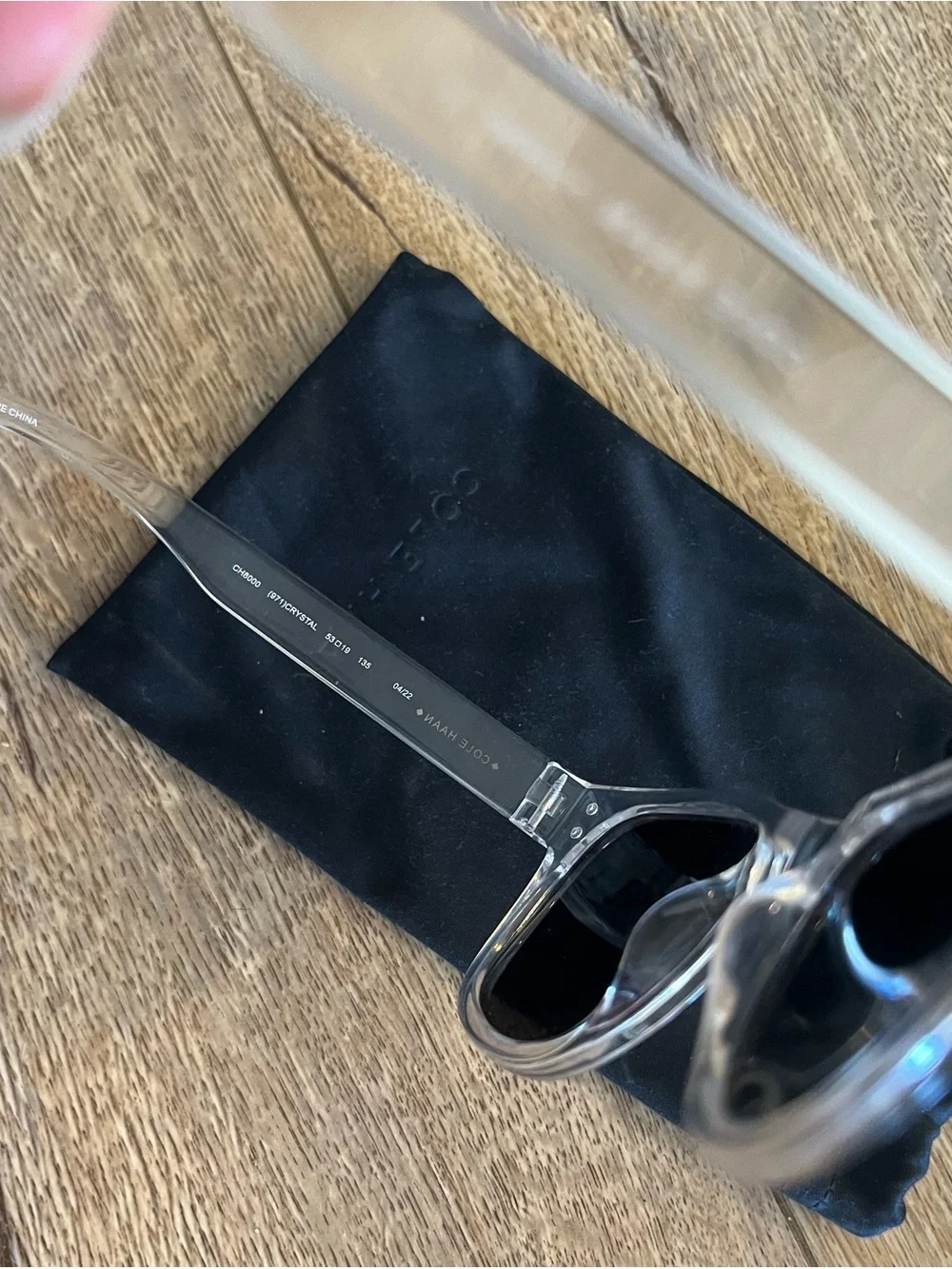Cole Haan Clear Frame Sunglasses with Blue Mirror Lenses